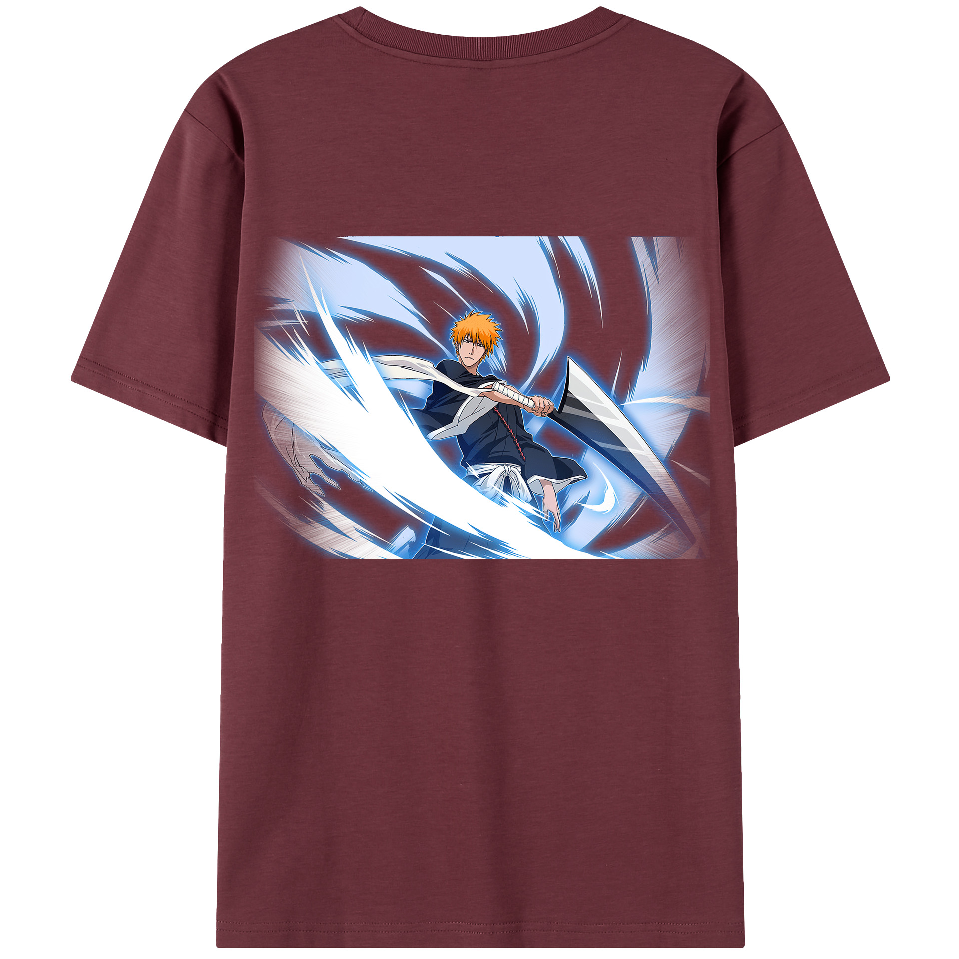 （画像用） ブリーチ 黒崎一護（くろさき いちご）BLEACH Kurosaki Ichigo 綿100％半袖Tシャツ（背面プリント）
